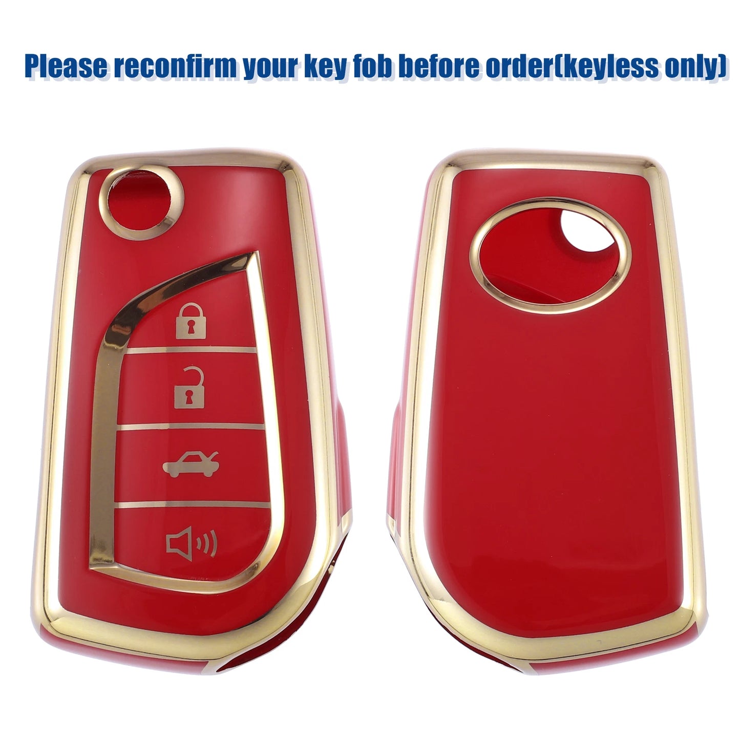 TPU Remote Key Fob Case Cover 4 Button for Toyota RAV4 LE (2019-2020) Red