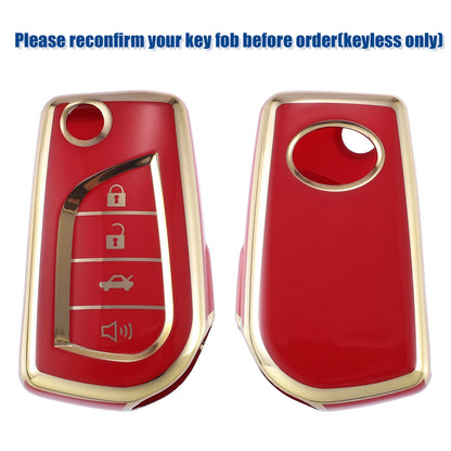 TPU Remote Key Fob Case Cover 4 Button for Toyota RAV4 LE (2019-2020) Red