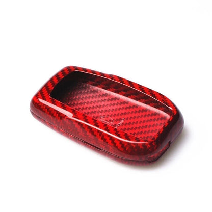 Red Carbon Fiber Smart Key Case for Toyota Fortuner Hilux Prado (2015-2023)