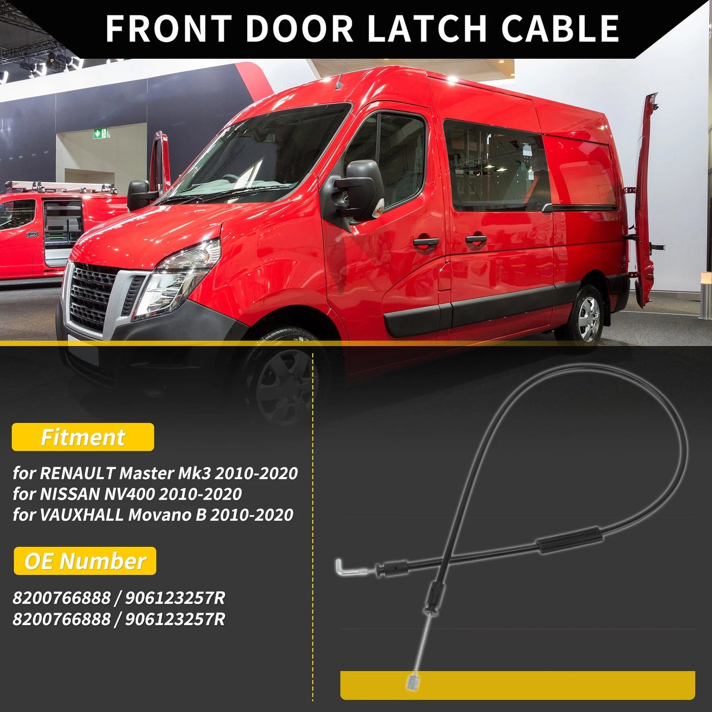 Door Bowden Handle Release Cable for Renault Master, Nissan NV400 (2010-2023)