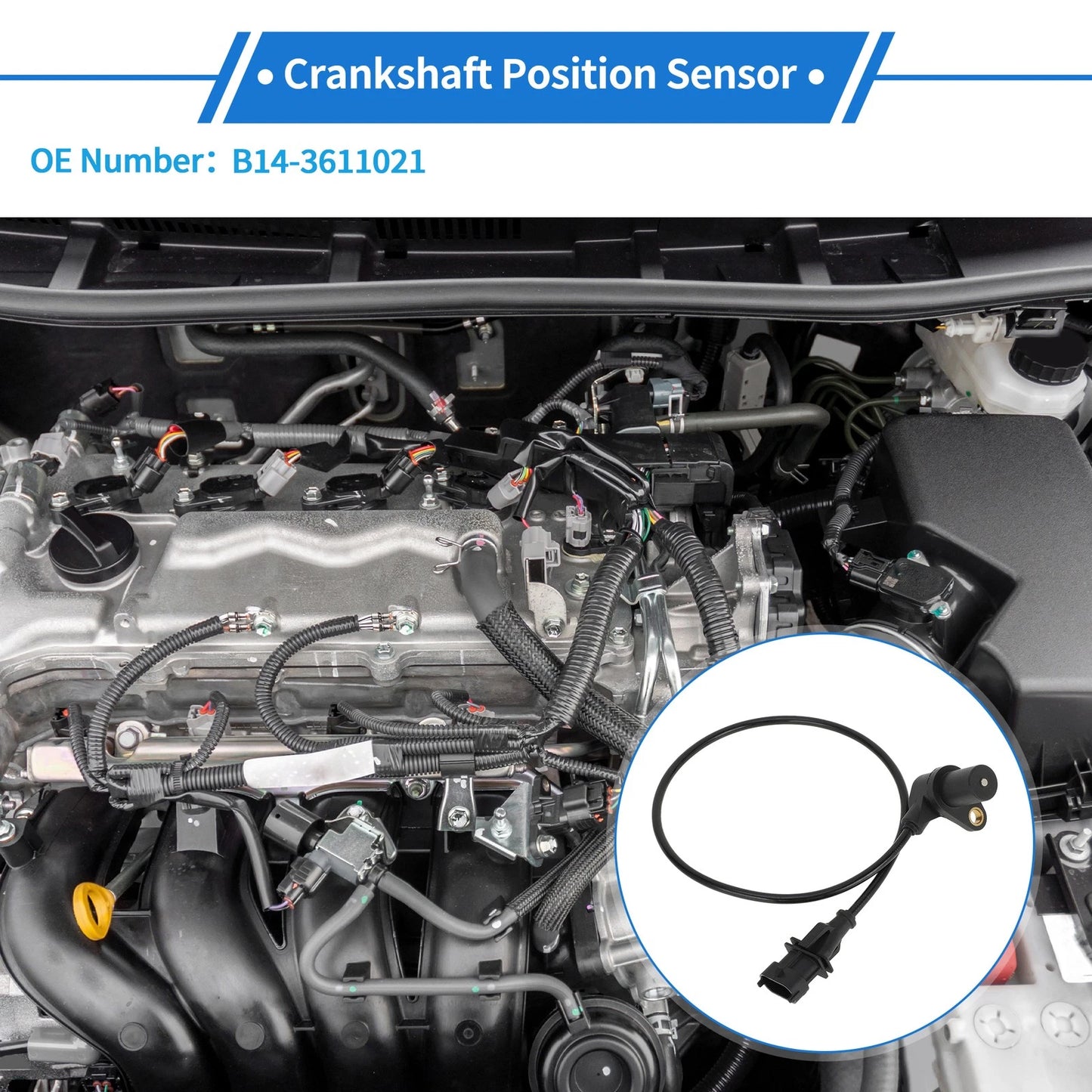 Crankshaft Position Sensor for BMW E46 1998-2005 Black Metal Plastic