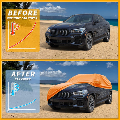 Car Cover for BMW X5 Orange Cotton with Zipper