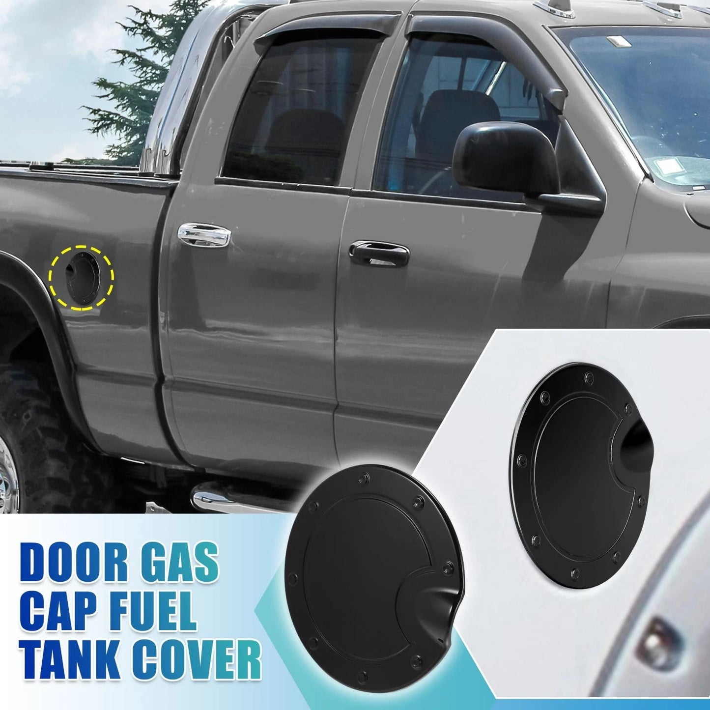 Black Fuel Tank Cover Gas Filler Cap Accessories for Dodge Ram (2010-2017)