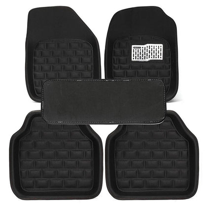 5 x Black PU Leather All Weather Car Floor Mats for Front & Rear