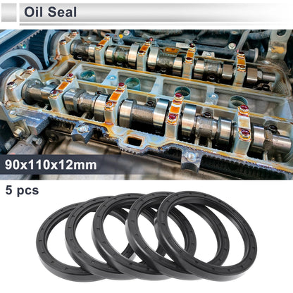 Oil Seal Rotary Shaft Seal Nitrile Rubber 90x110x12mm Black 5 Pcs