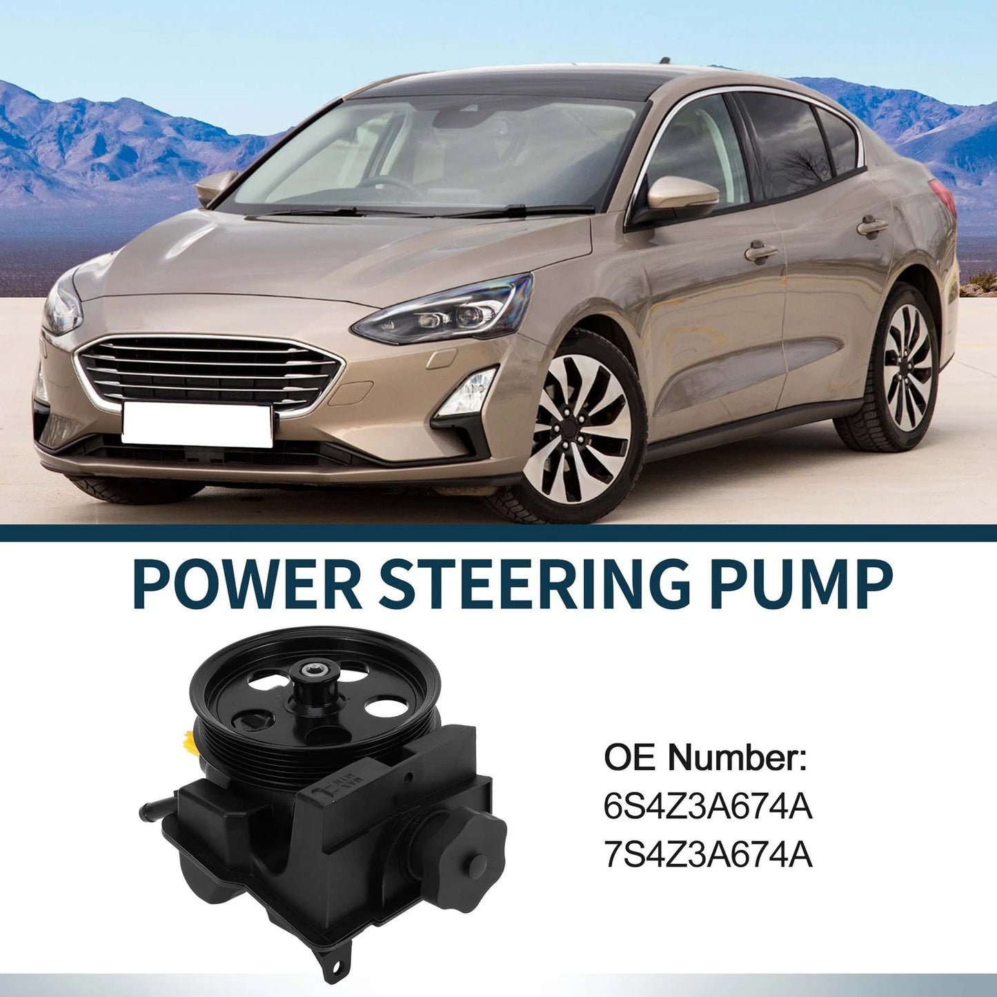 Power Steering Pump with Pulley for Ford Focus 2.0L L4 (2006-2011)