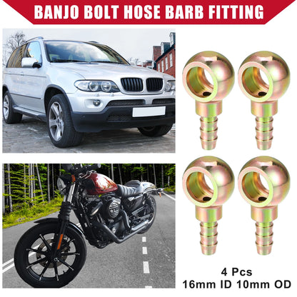 Banjo Bolt Hose Barb Fitting / 4 x / Banjo Bolt Hose Barb Fitting for Car
