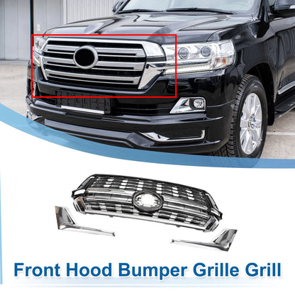 Front Upper Bonnet Bumper Grille for Toyota Land Cruiser LC200 (2016-2020) Black