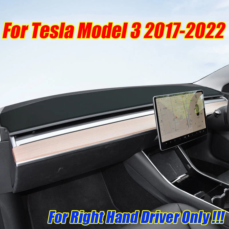 RHD Leather Dashboard Cover Pad for Tesla Model 3 (2017–2022)