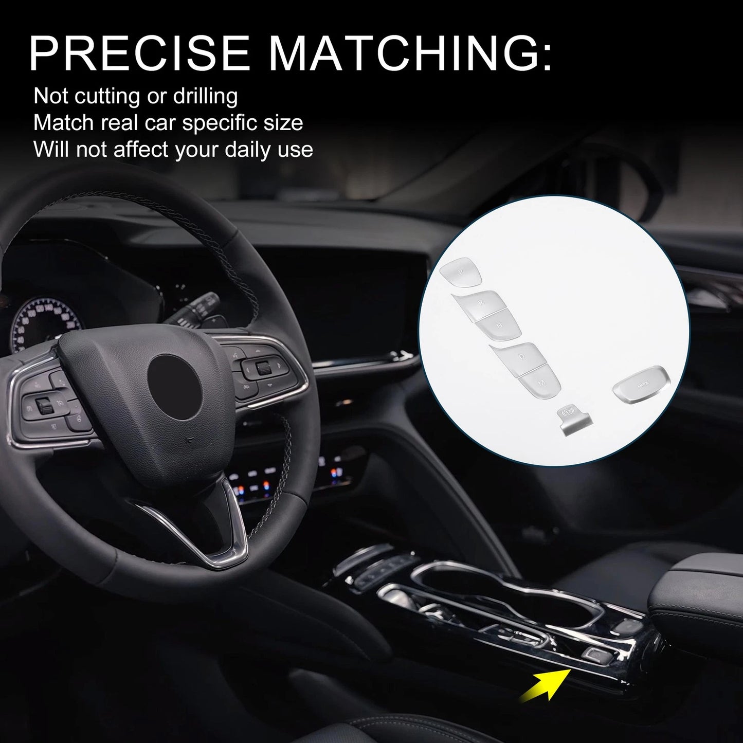 Gear Shift Handbrake Button Switch Cover for Buick Envision Silver Tone 1 Set