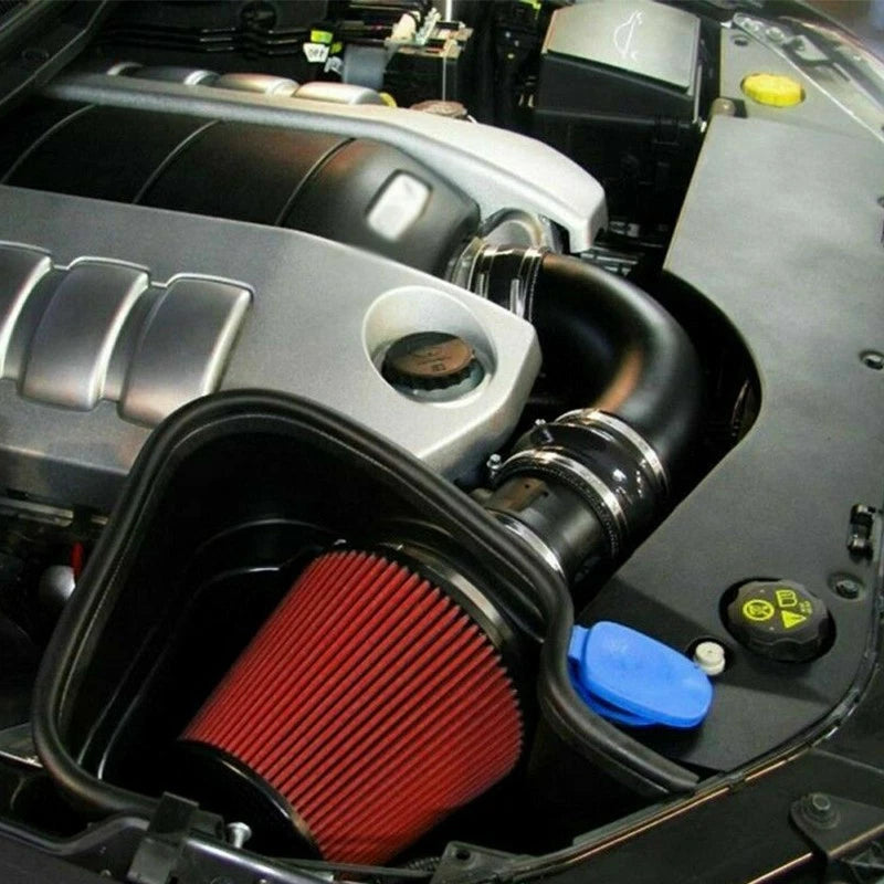 4" High Performance Cold Air Intake Cone Dry Filter for Red Vehicle Model