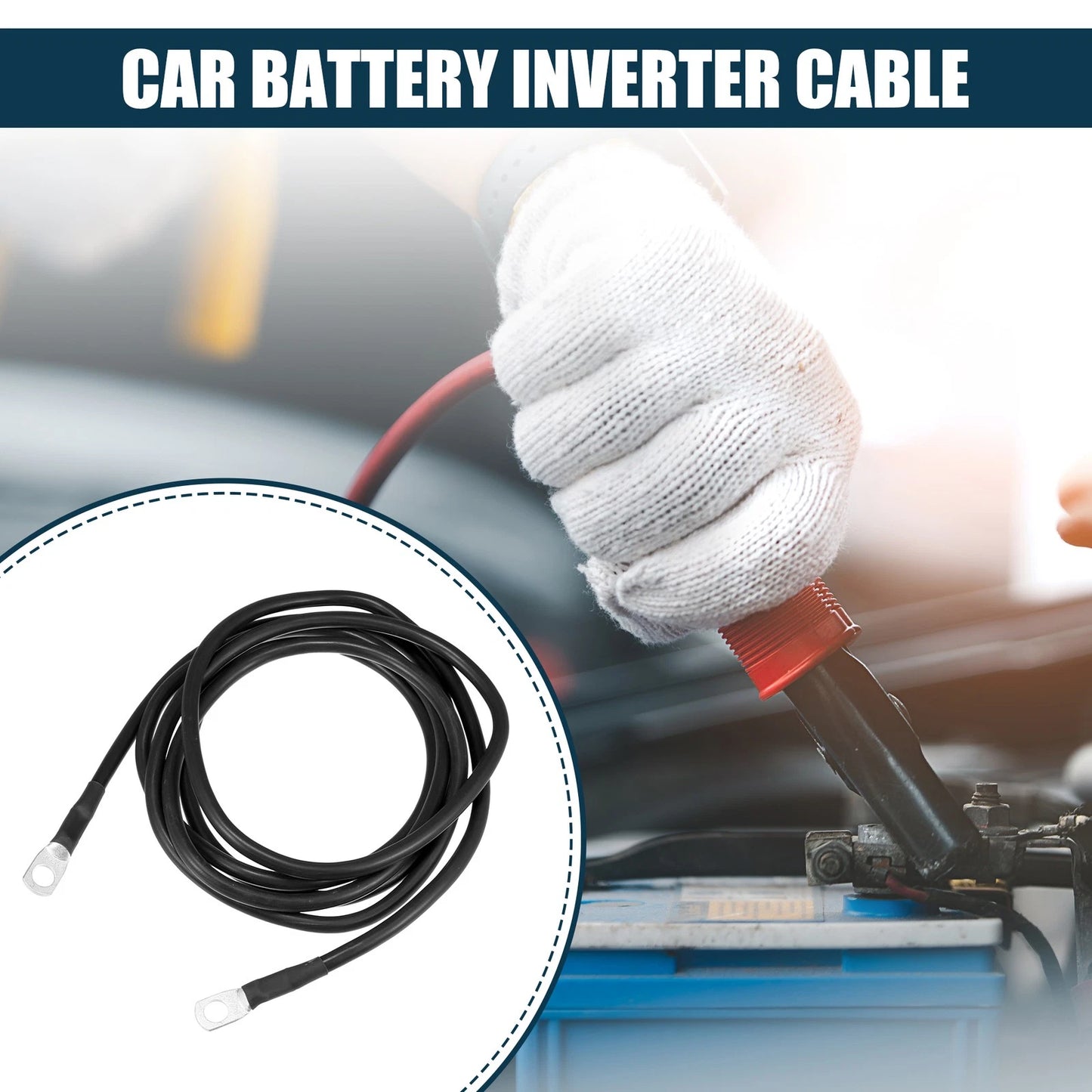 Cable 8AWG 7ft Marine Battery Inverter Copper Wire Black for Marine Boat