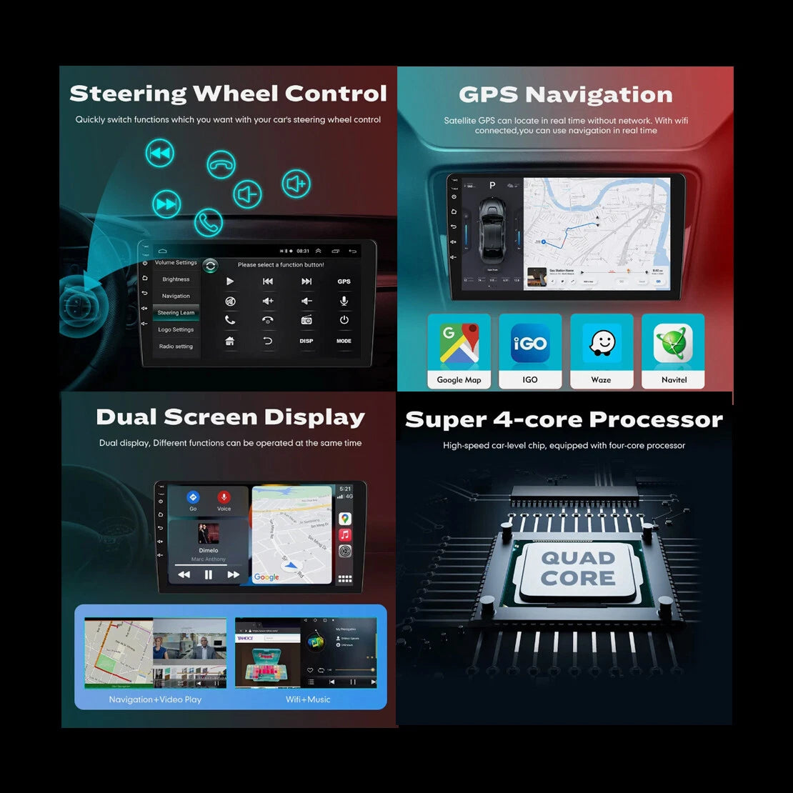 9" Quad Core GPS Android 13 Headunit for Toyota Matrix (2003-2008)