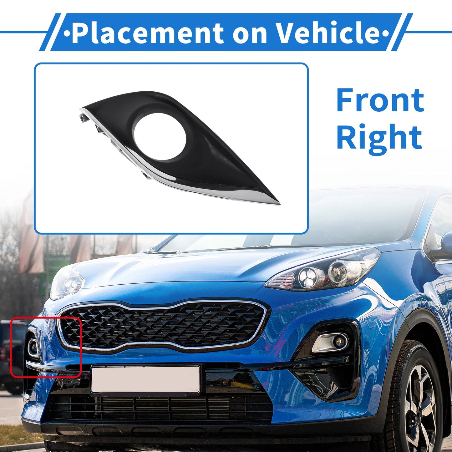 Front Right Fog Light Grill for Nissan Versa (2015-2018)