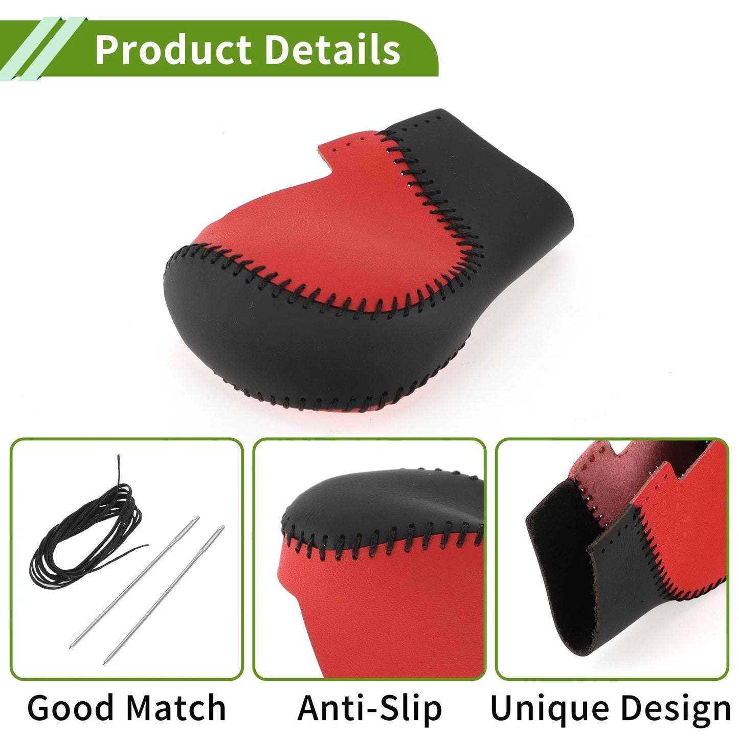 Red Black Faux Leather Gear Shift Knob Cover for Honda Civic (2022-2024)
