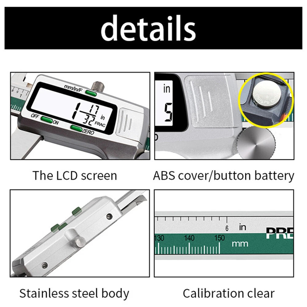 150mm Stainless Steel Digital Vernier Caliper Gauge for Precision Measurement