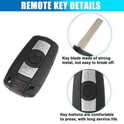 Fob Entry Remote Key for BMW 3 5 7 X5 X6 Series E90 E92 E93 (2006-2013)