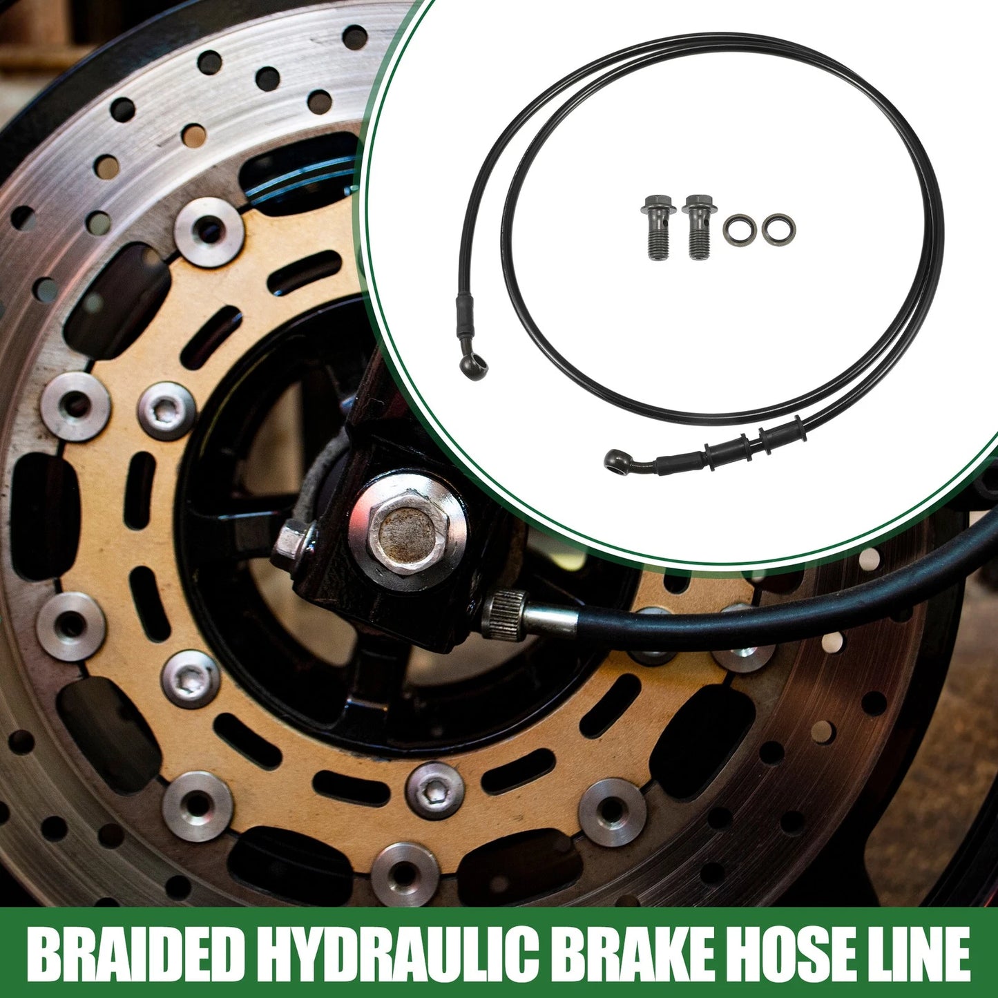 Brake Line 160cm Motorcycle Braided Hydraulic Brake Line Oil Hose Black Army Green for Motorcycle