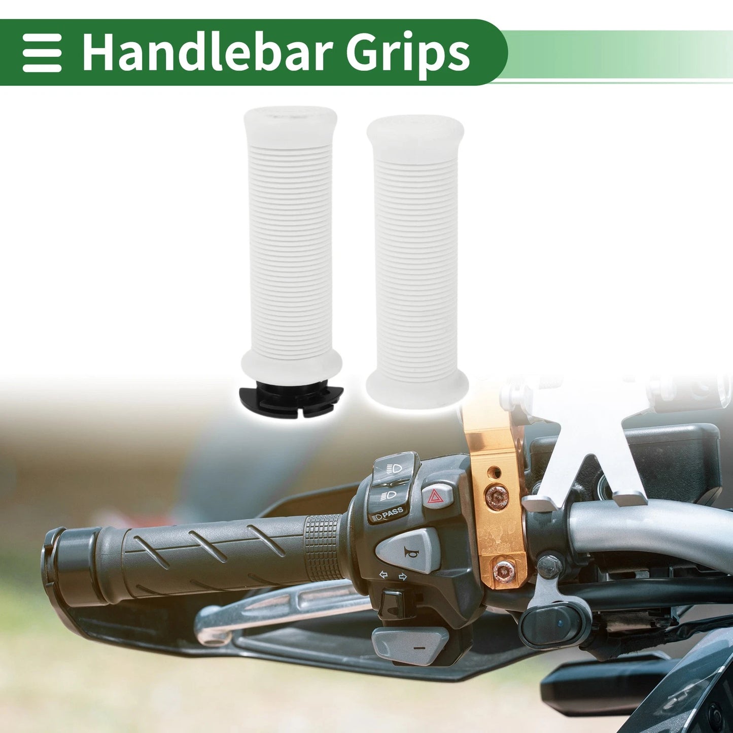 7/8" 22mm 2 x Hand Grips White Thread Pattern for Motorcycle