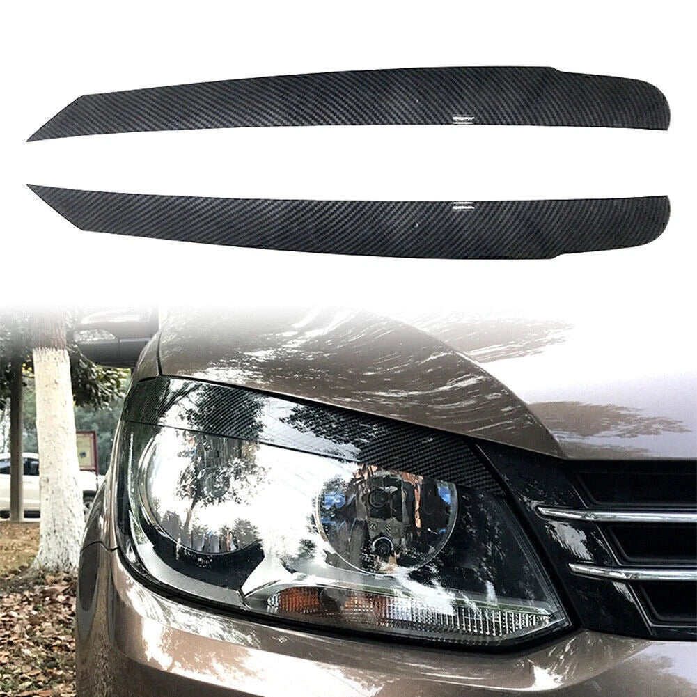 Front Headlight Eyelid Trim Cover for Volkswagen Touran Carbon 2011-2015