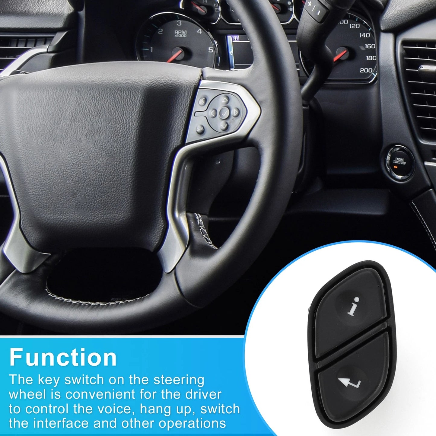 Steering Wheel Control Switch for Cadillac Escalade Plastic Black