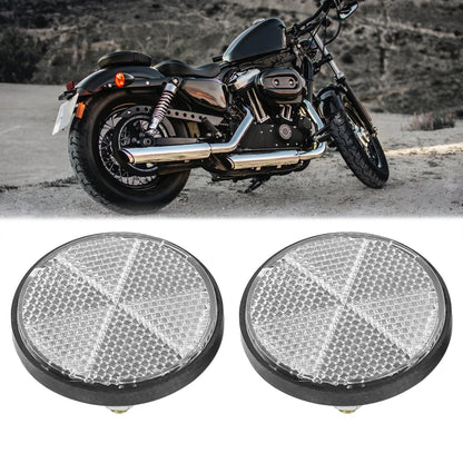 Pair / M6x1.0 White Universal Screw Mount Warning Reflector for Motorcycle Bike