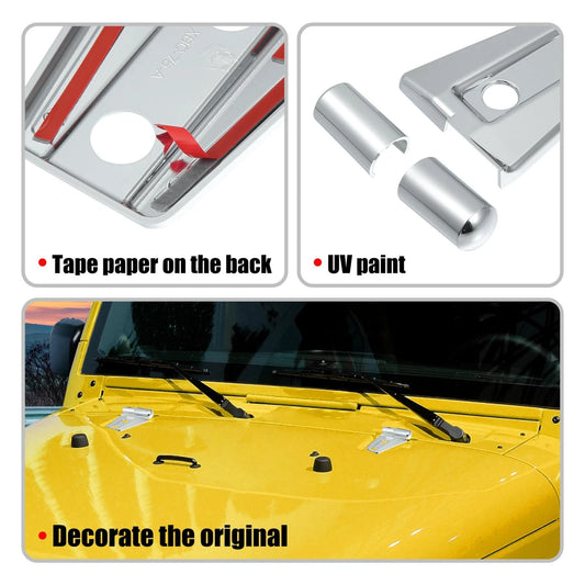 2 x Front Engine Hood Hinge Cover Trim for Jeep Wrangler JK (2007-2018)