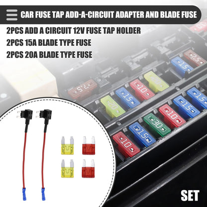 Circuit 12V Mini Fuse Tap w/  10A 20A ATM APM Blade Fuses for Car
