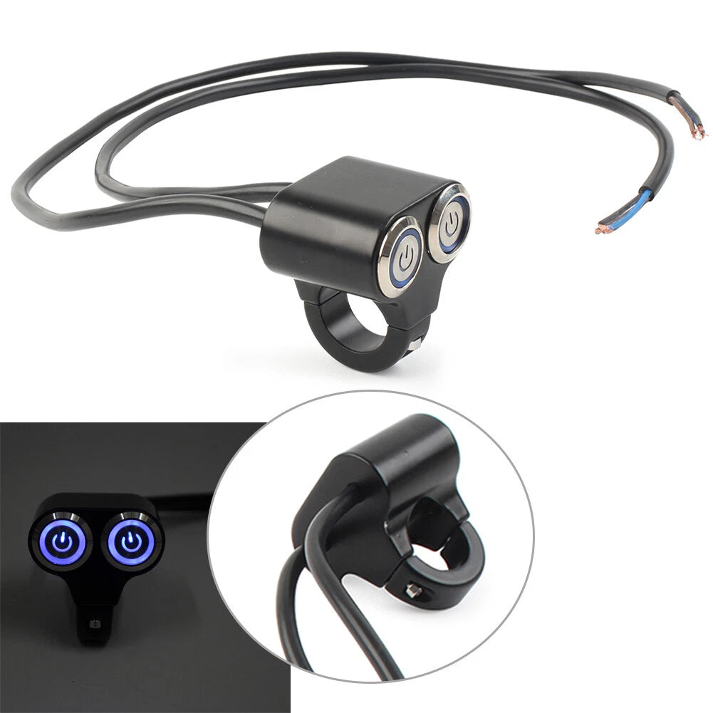 LED Motor Switch ON/OFF Headlight Fog Light Handlebar 22mm 7/8" for Motorcycle
