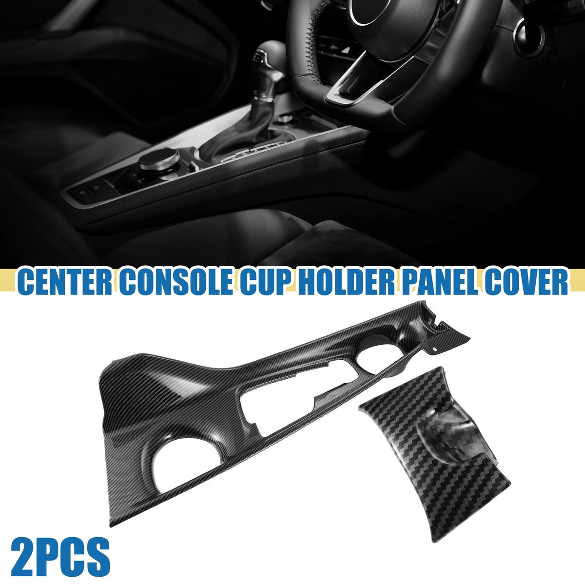 Center Console Cup Holder Cover Trim for Toyota CHR (2017-2021) Black
