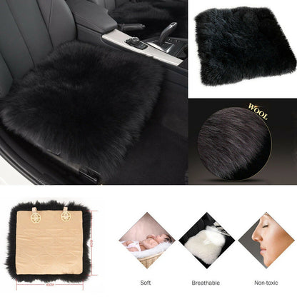Genuine Sheepskin Black Car Seat Cover Cushion