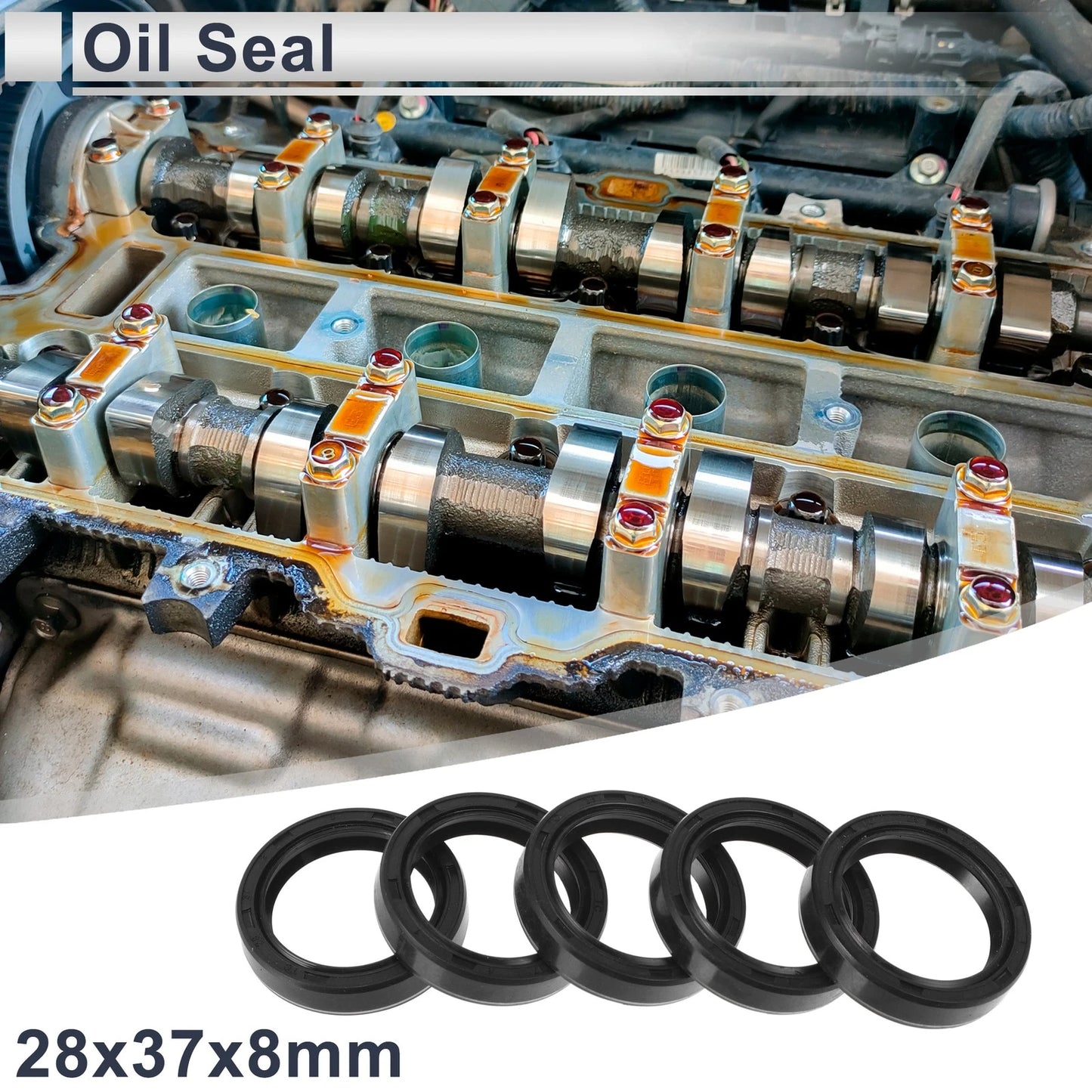 Oil Seal / 28x37x8mm / Rotary Shaft Seal Nitrile Rubber Black 5 Pcs