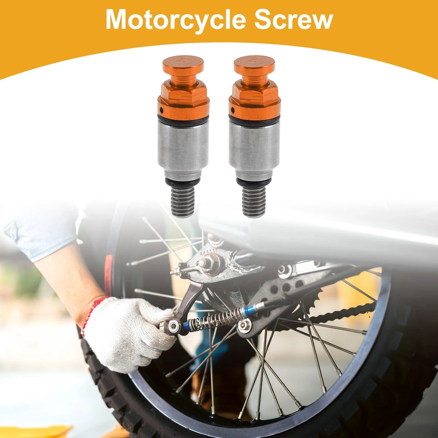 2 x Screw M5x0.8 Fork Air Bleeder Valve Metal Orange for Motorcycle