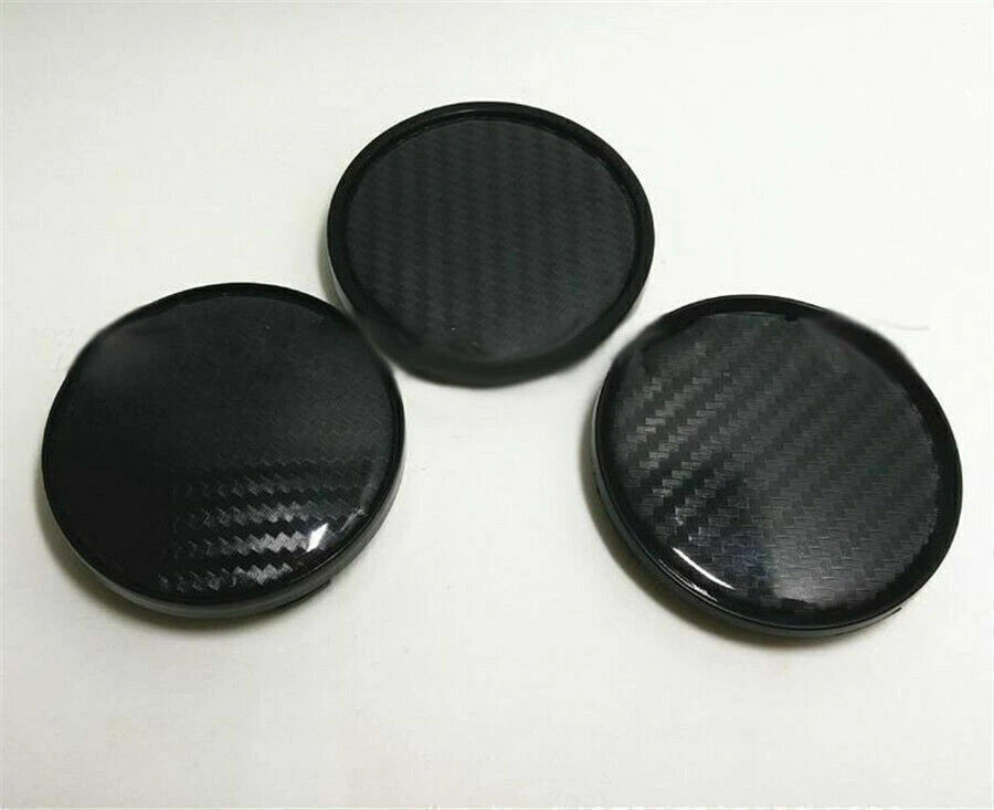 4 x Black Carbon Fiber Look Wheel Hub Center Caps Covers 60MM for Auto Car