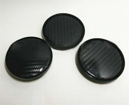 4 x Black Carbon Fiber Look Wheel Hub Center Caps Covers 60MM for Auto Car