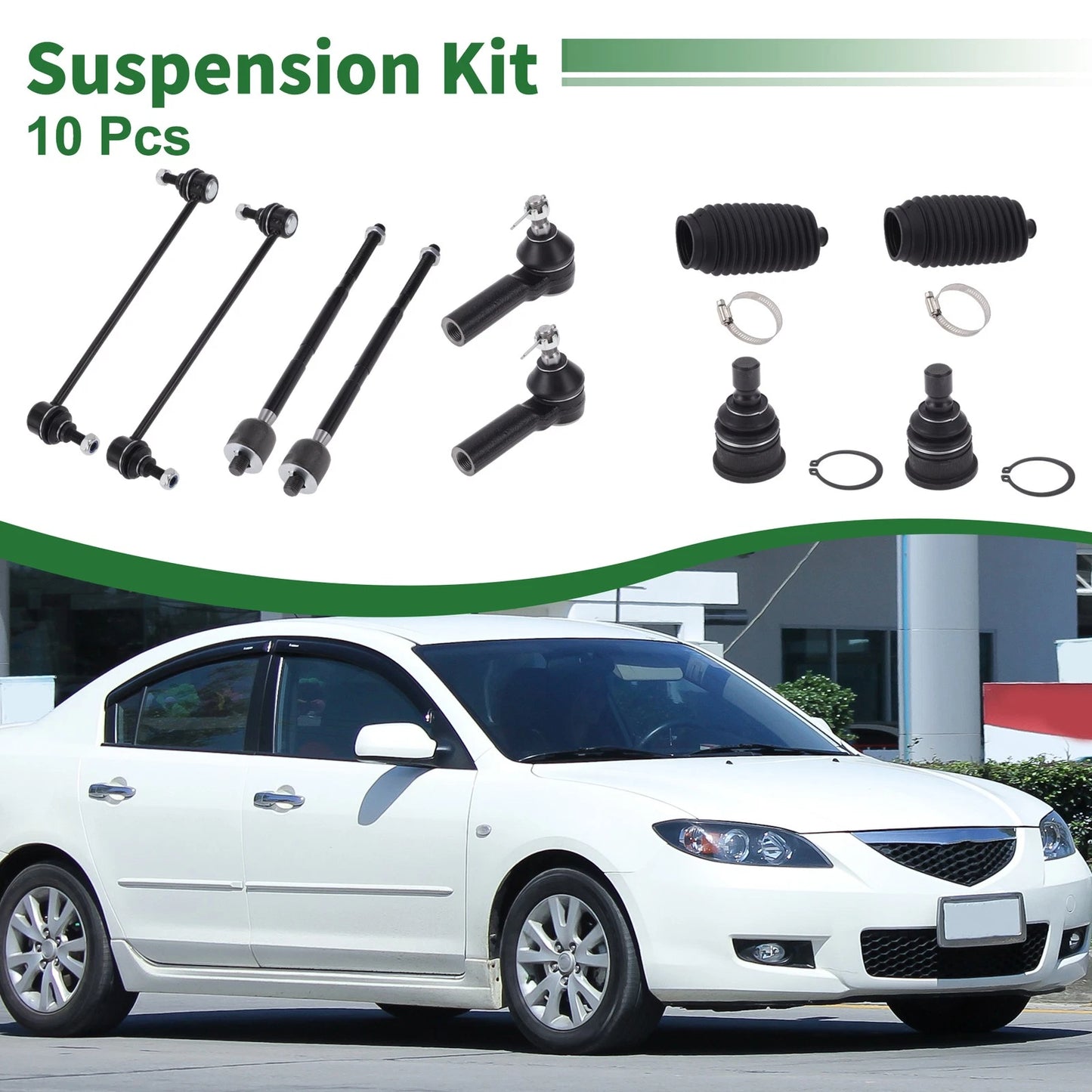 10pcs Tie Rod End Sway Bar Link Front Suspension for Mazda Tribute (2005–2006)