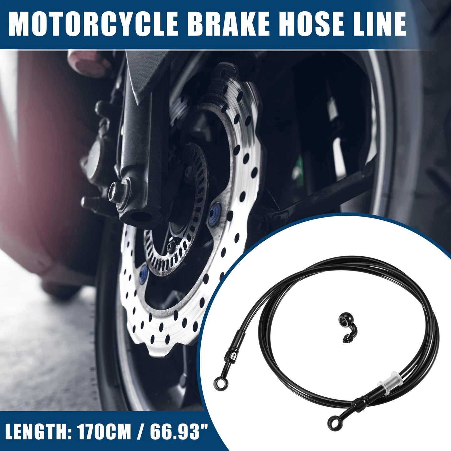 170cm Motorcycle Hydraulic Brake Line Oil Hose Fitting with Banjo