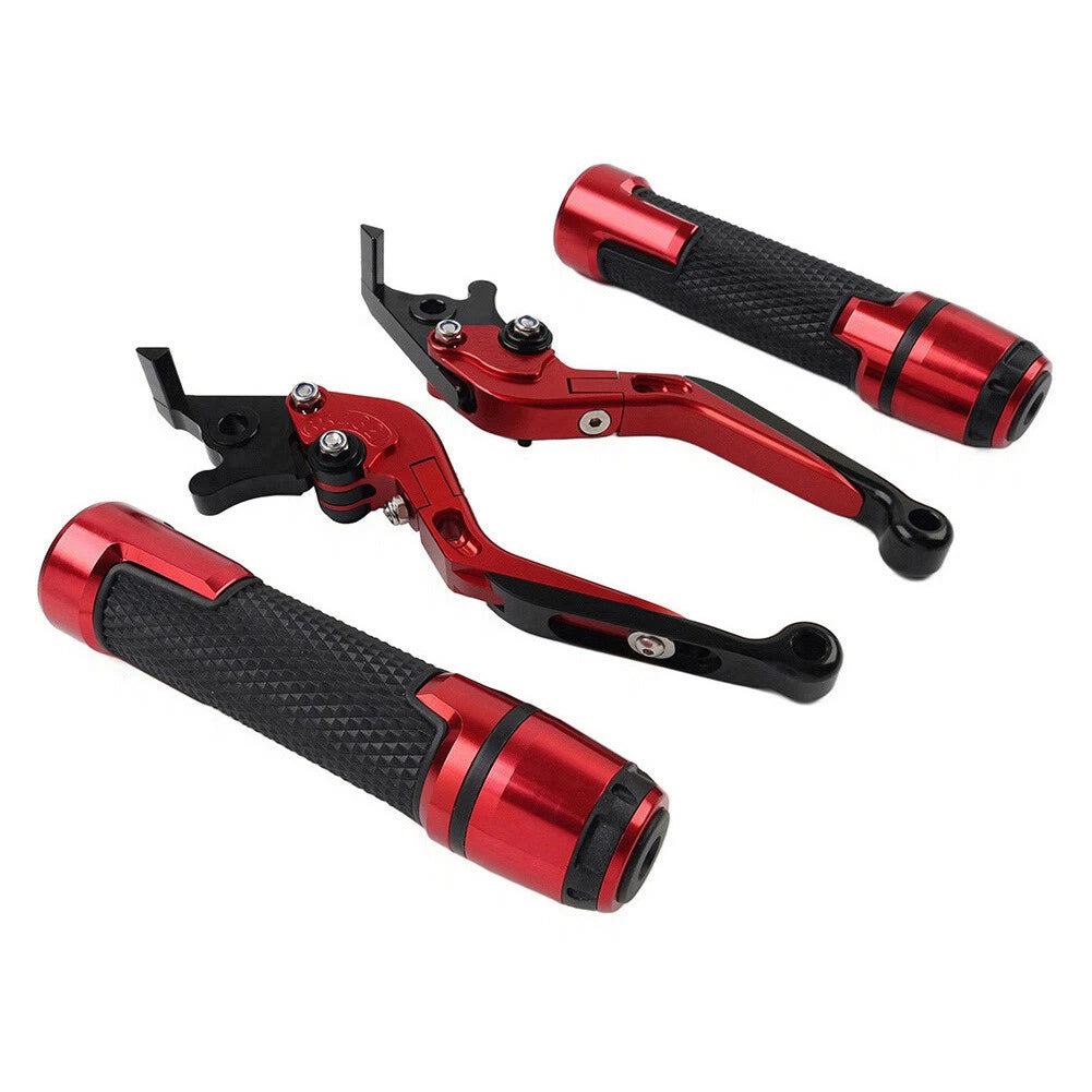 Red Extendable Brake Clutch Levers & Handlebar Grips for Suzuki GSX-S750 (2017-2023)