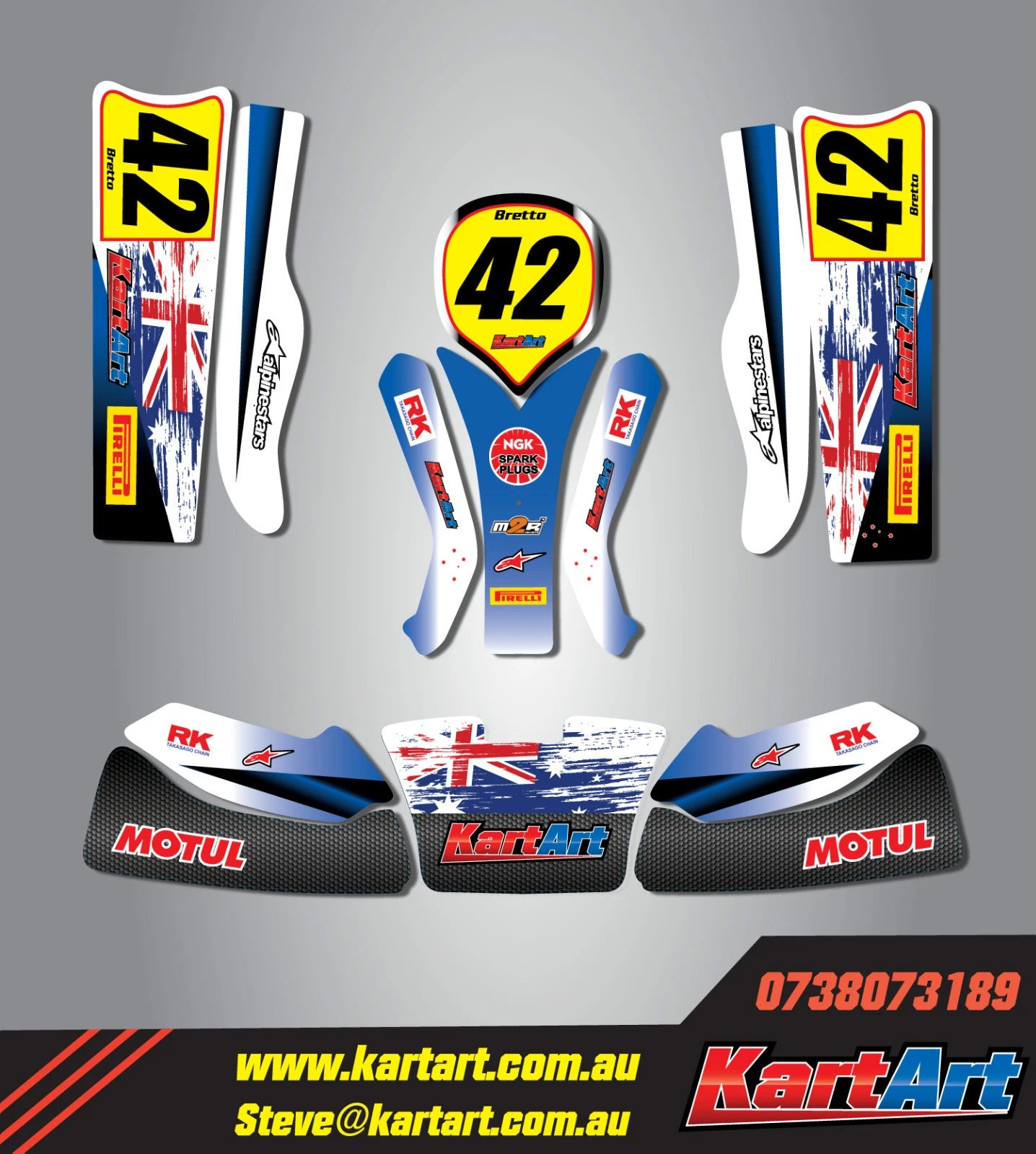New Age Body Graphics Decals for CRG Junior Kart Aussie Pride