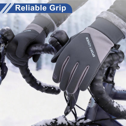 Gloves Full Finger Outdoor Fleece Men Cycling Gloves for Mountain Biking Gray