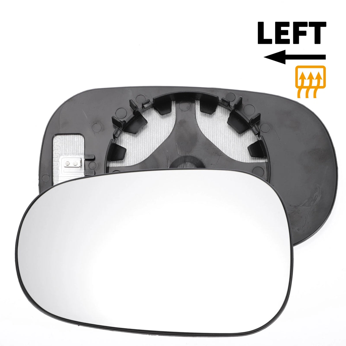 Left Side White Mirror Glass w/ Back Convex Heated for Nissan Micra (02-09)