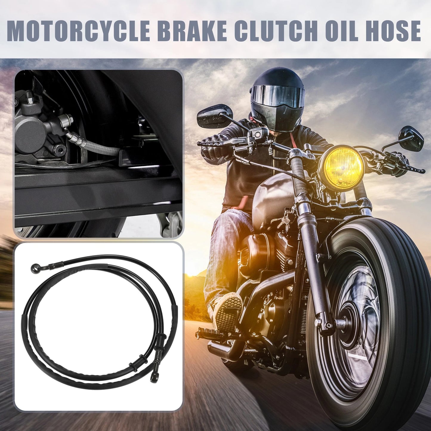 165cm 64.96" Motorcycle Clutch Oil Hose Throttle Pipe Black for Motorcycle