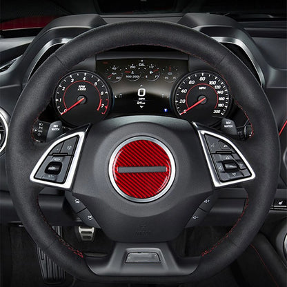 Red Carbon Fiber Steering Wheel Cover Trim for Chevy Camaro (2017-2024) 1 x