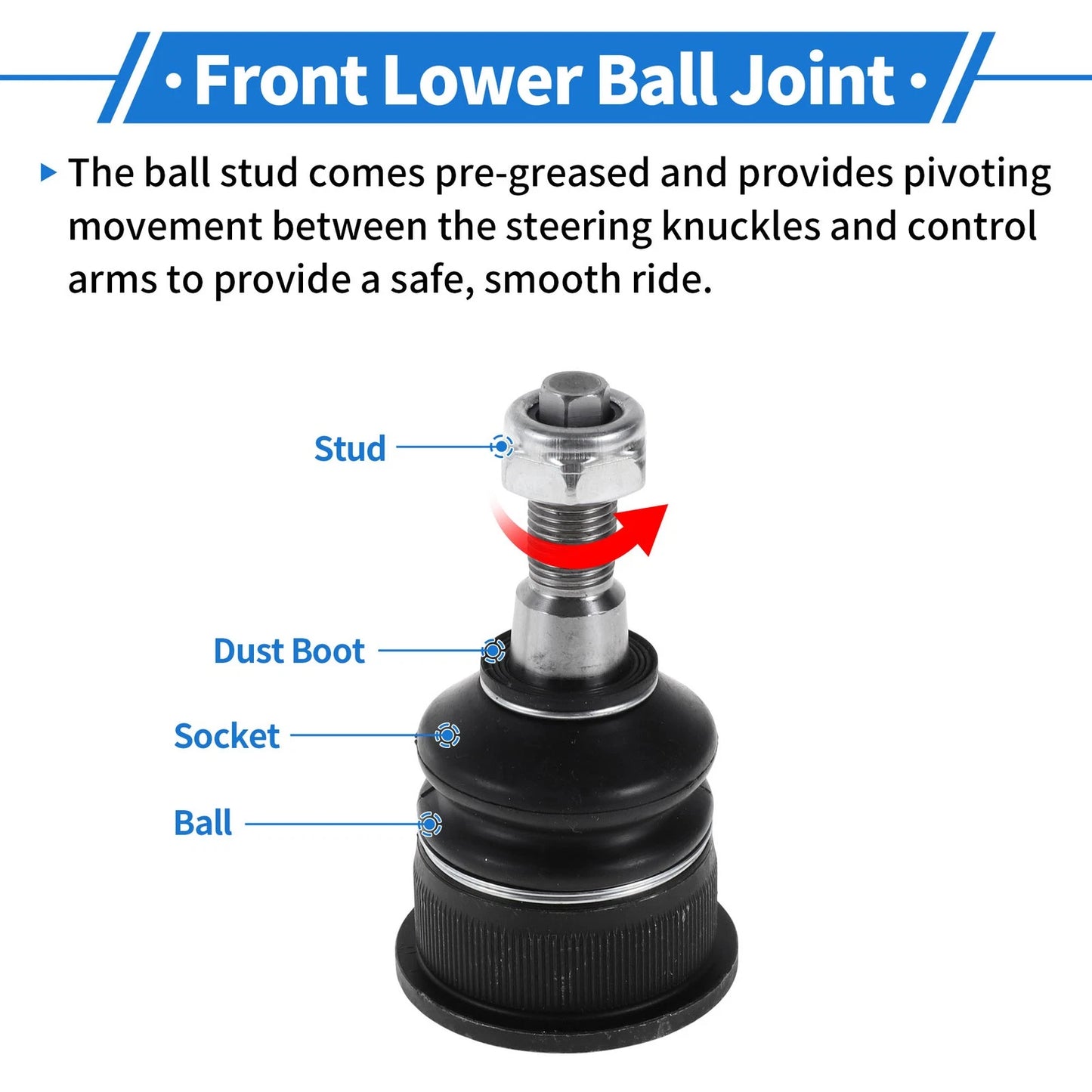 2 x Front Lower Ball Joints for Jeep Cherokee (2001-2008)