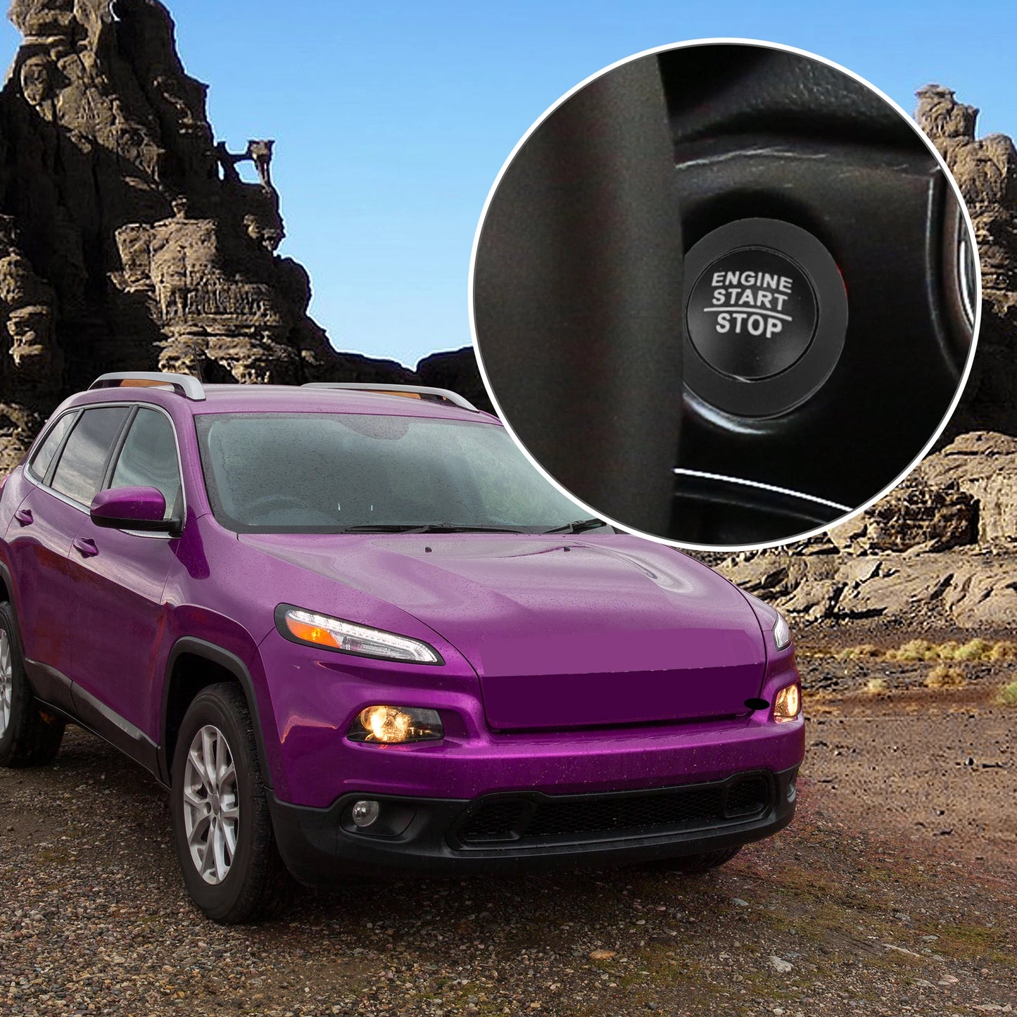 Engine Start Stop Button Cover Trim for Jeep Cherokee, Dodge (2014-2023)