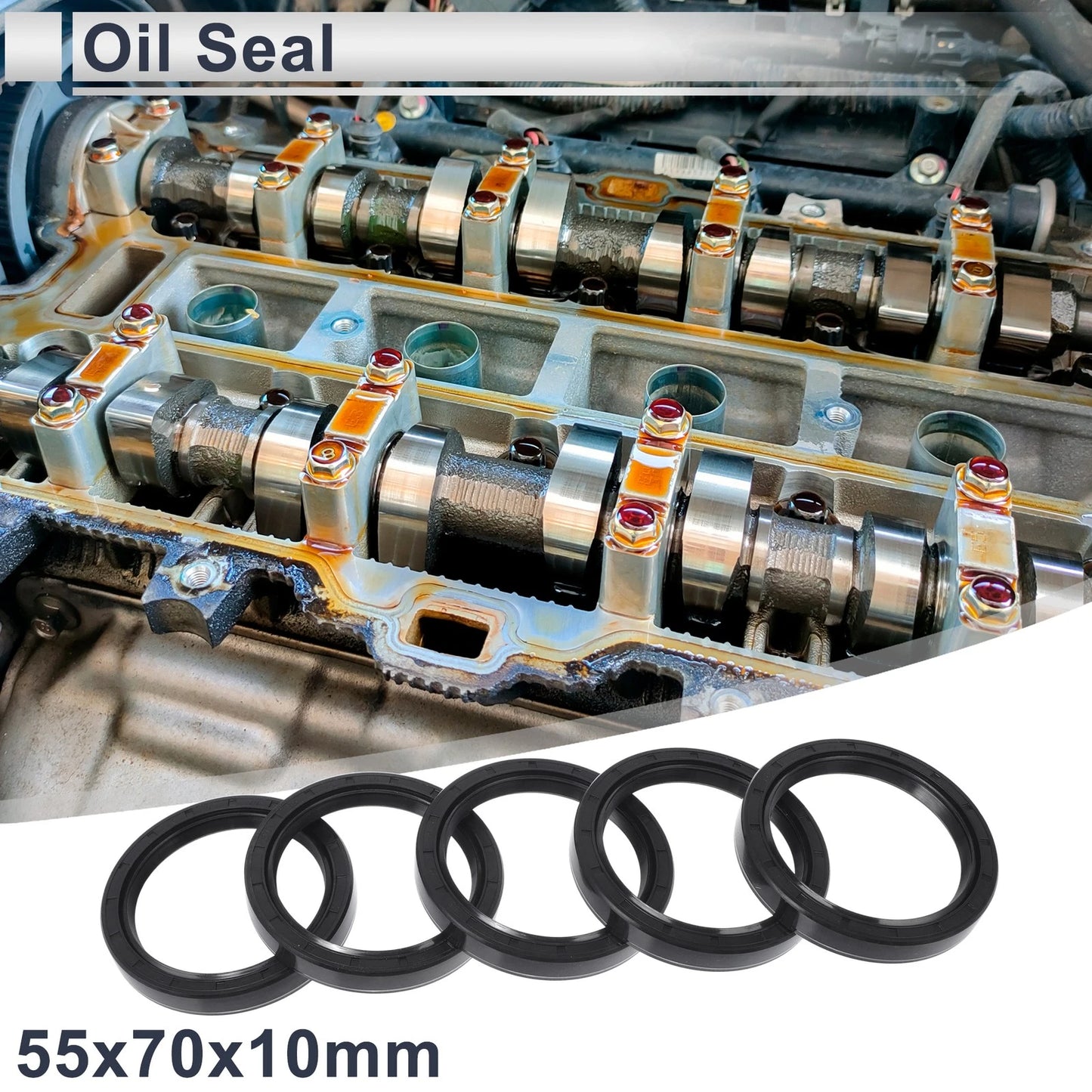 Oil Seal / 55x70x10mm / Seal Ring Rotary Shaft NBR Rubber Black 5 Pcs