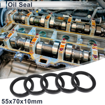 Oil Seal / 55x70x10mm / Seal Ring Rotary Shaft NBR Rubber Black 5 Pcs