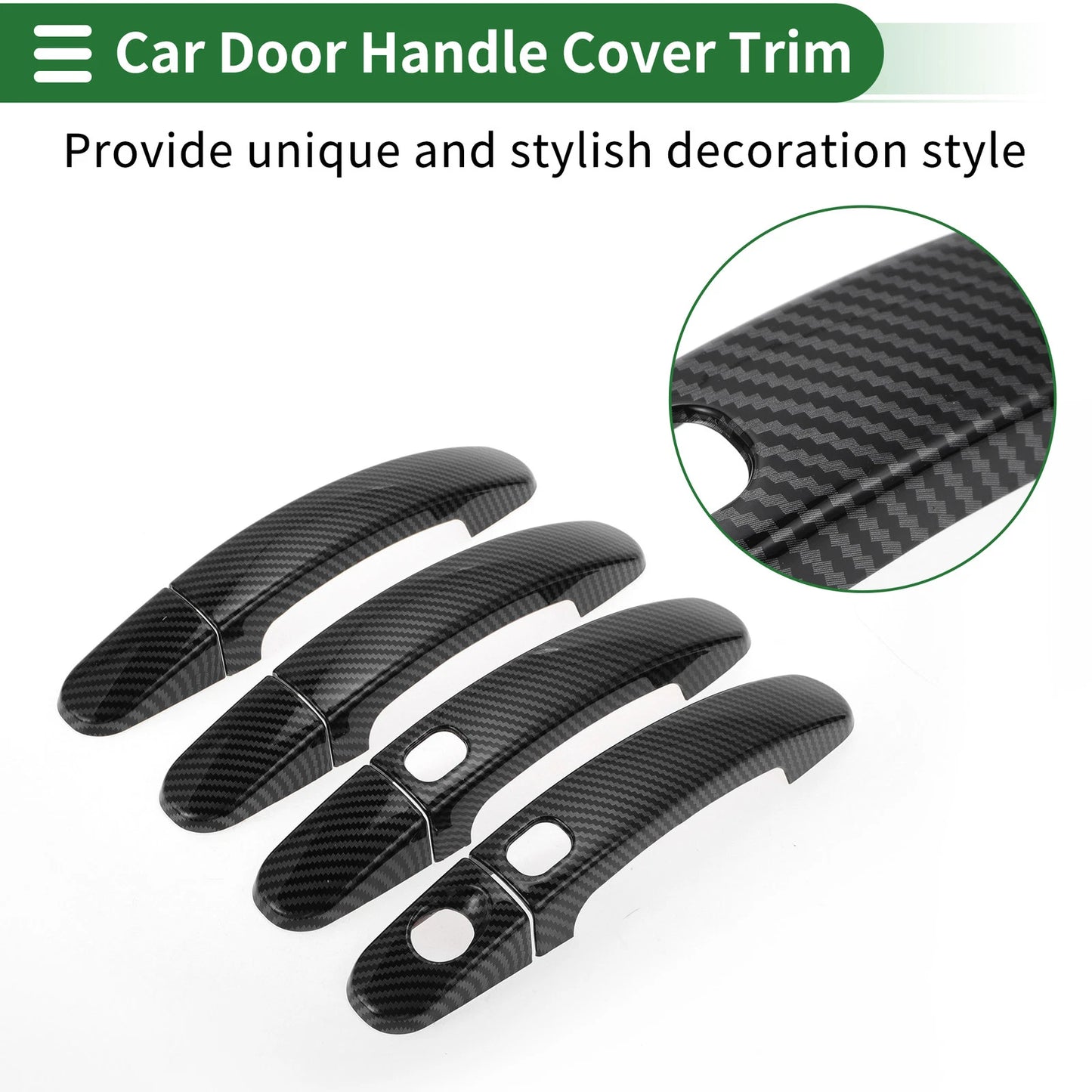 Smart Car Door Handle Cover Trim for Ford Focus 2012-2018 Carbon Fiber Black
