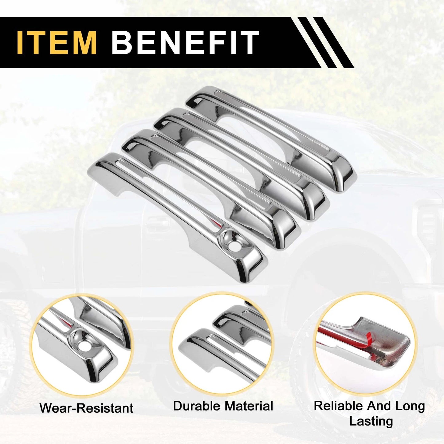 Car Door Handle Protector Set for Ford Maverick (2022-2023) Silver Tone