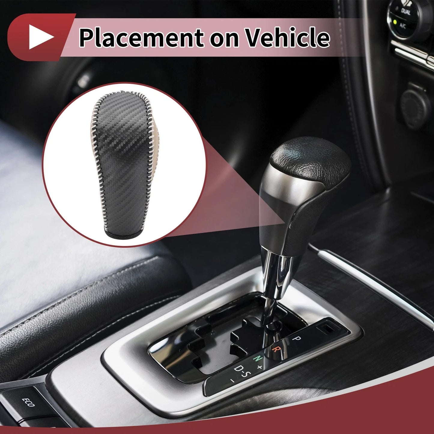 Car Gear Shift Knob Cover for Ford Fiesta (2009-2012) - 1 x Black Beige